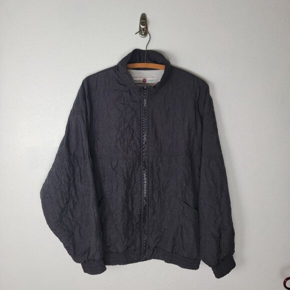 Vtg Milano Sport jacket quilted zip up dolman sleeves elastic waist cuffs size L - Picture 8 of 11